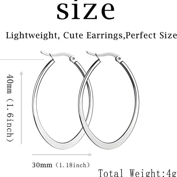 Large 40mm Silver Hoop Earrings with Water Drop Design - Chic Everyday Style - Picture 4 of 6